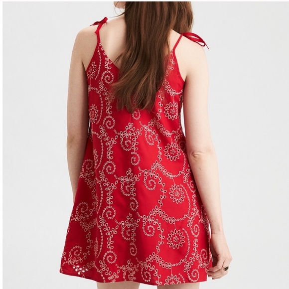 AE Tie Strap Shift Dress Embroidered - Picture 4 of 8